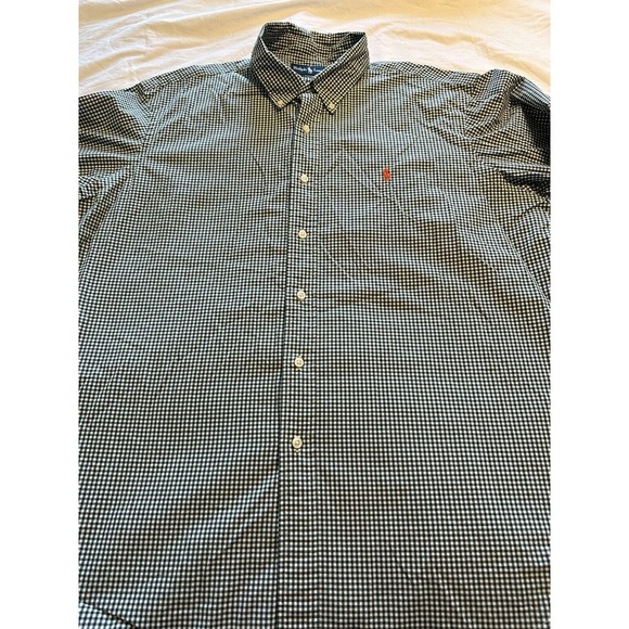 Ralph Lauren Custom Fit Hunter Green/White Check Orange Pony XXL Shirt Button Up - Picture 2 of 11
